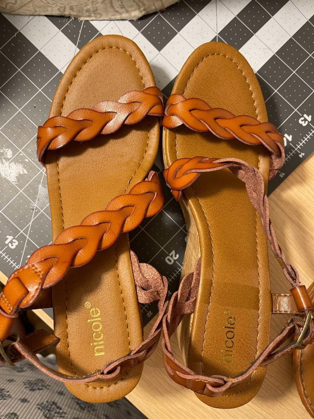Nicole Braided Strappy Sandals in Tan